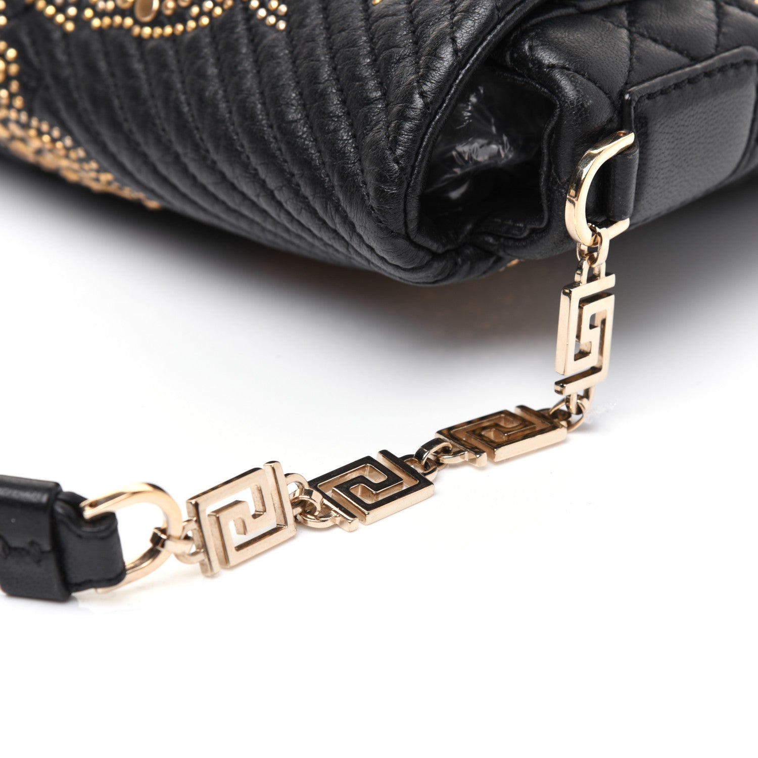 Versace Nappa Barocco Quilted Studded Calliope Vanitas Shoulder Bag Black 18 of 19