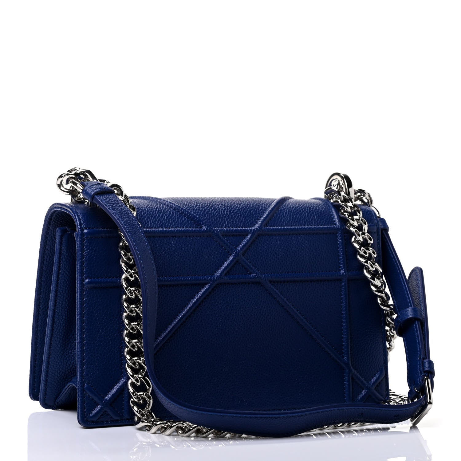 Christian Dior Grained Calfskin Small Diorama Flap Bag Bleu De Minuit 2 of 4