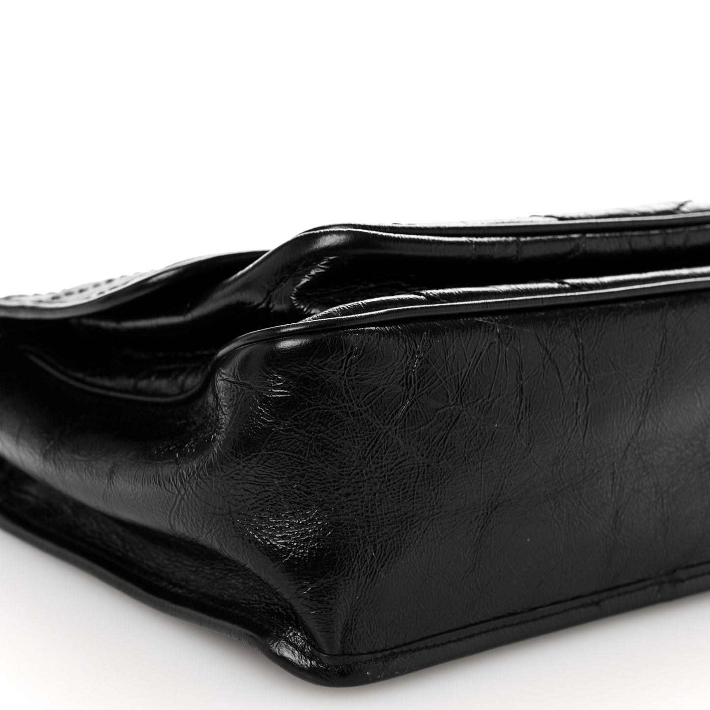 Crinkled Calfskin Matelasse Monogram Medium Niki Chain Satchel Black