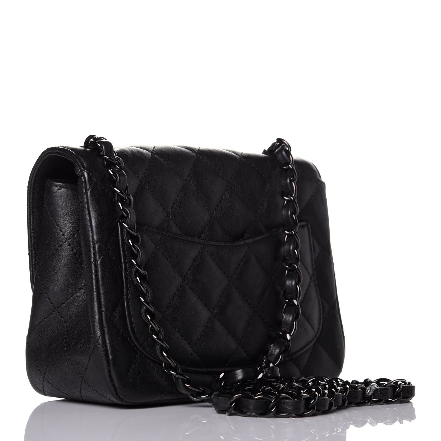 Chanel Crumpled Calfskin Quilted Mini Square Flap So Black 2 of 9