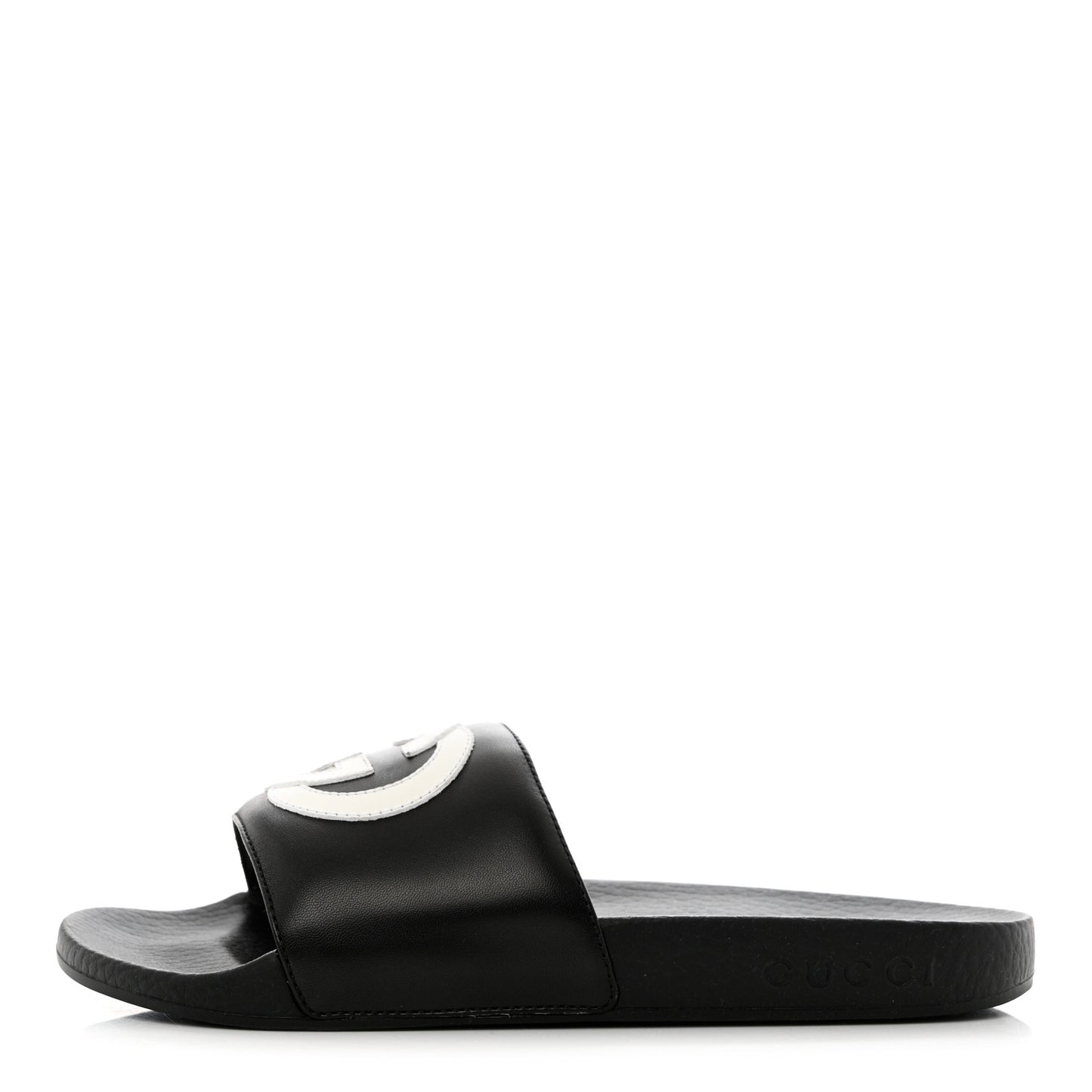 Nappa Miro Soft Calfskin Womens Interlocking G Slide Sandals 36 Black White