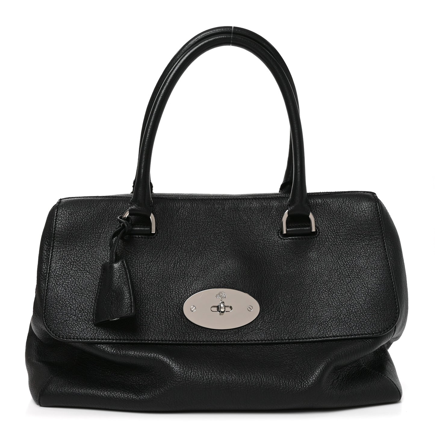Glossy Goatskin Medium Del Rey Satchel Black