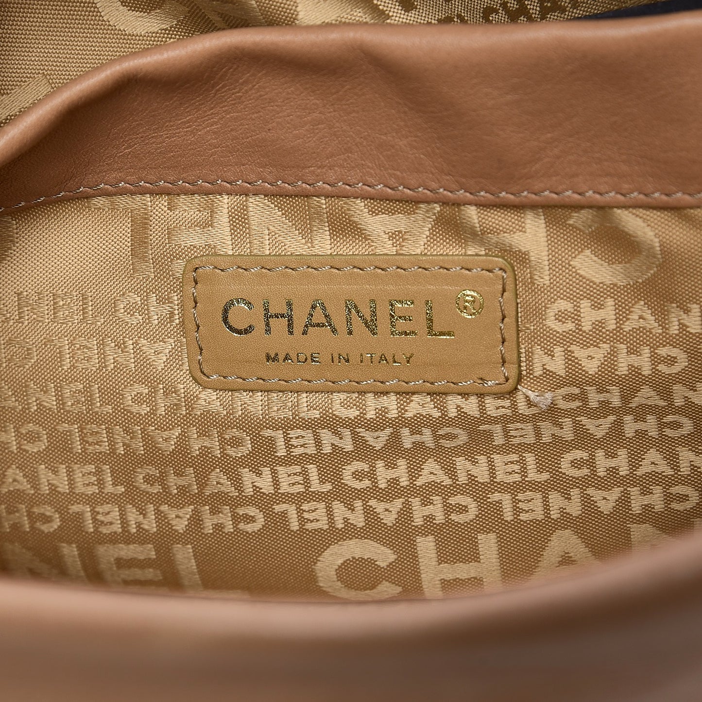 Calfskin CC Bucket Bag Beige