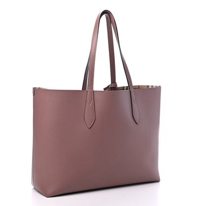 Burberry Grainy Calfskin Haymarket Check Medium Reversible Tote Dusty Pink 6 of 9