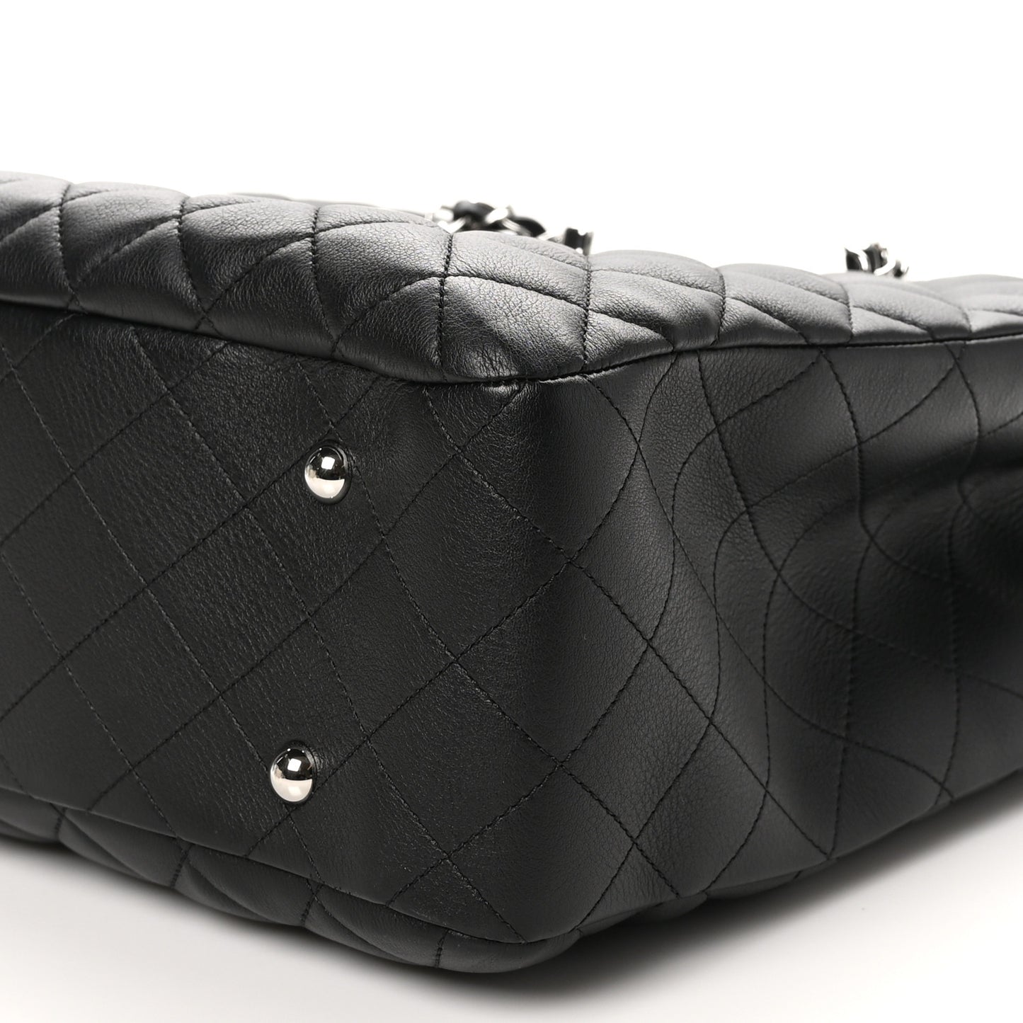 Calfskin Quilted Large Classic Shopping Tote Black