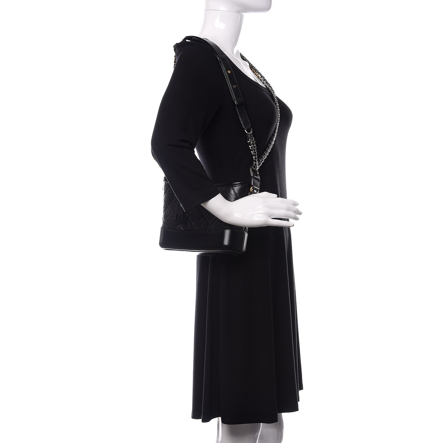 Chanel Aged Calfskin Quilted Small Gabrielle Hobo Black 2 of 11