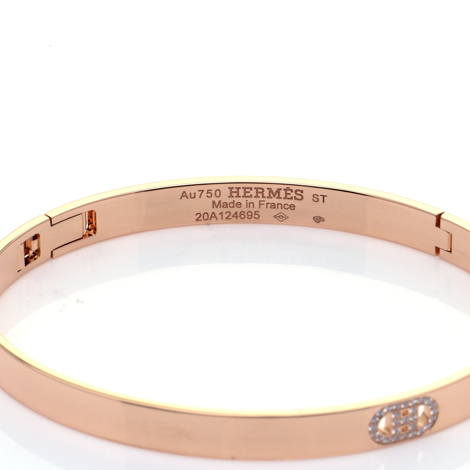 Hermes 18K Rose Gold Diamond PM H D'Ancre Bracelet ST 5 of 6
