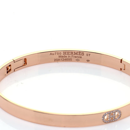 Hermes 18K Rose Gold Diamond PM H D'Ancre Bracelet ST 5 of 6