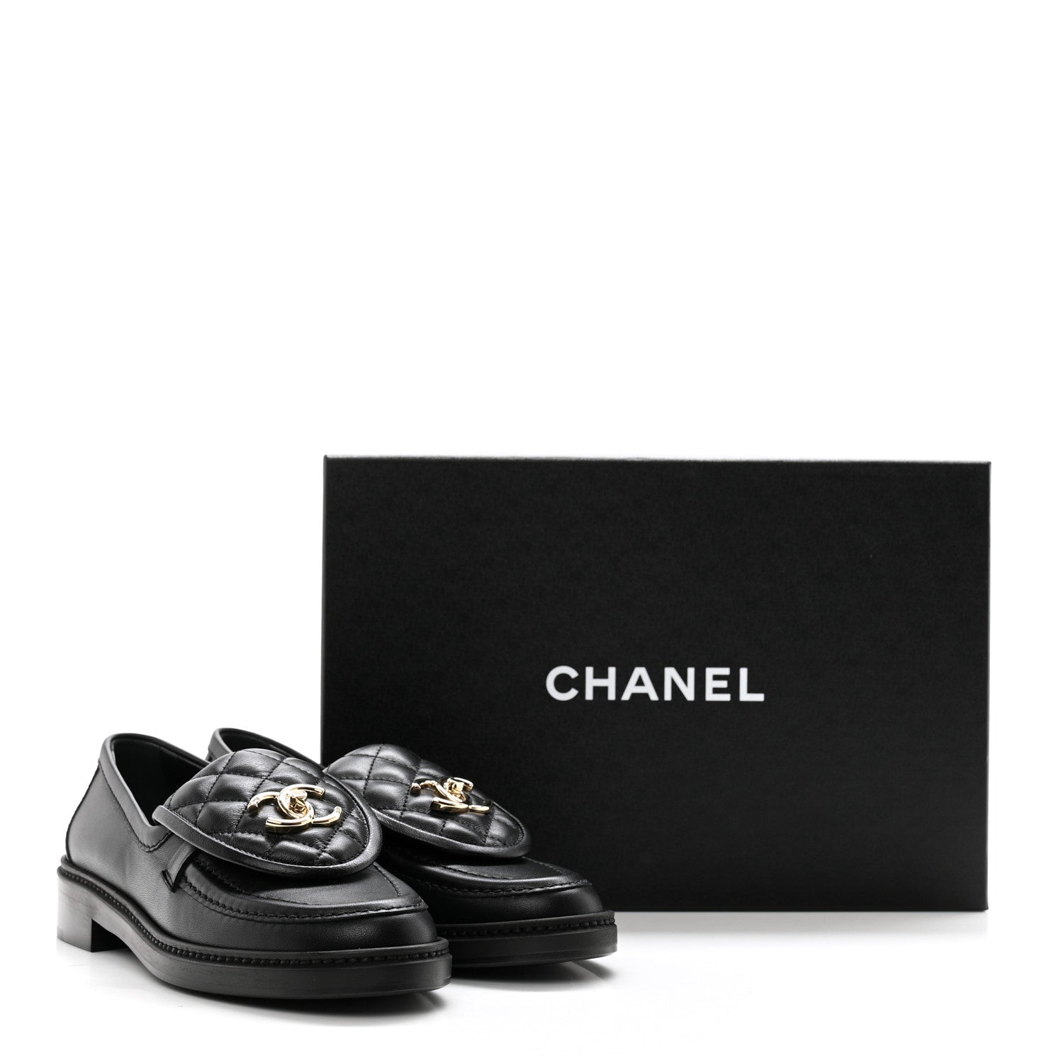 Chanel Lambskin Quilted CC Turnlock Loafers 36 Black 9 of 9