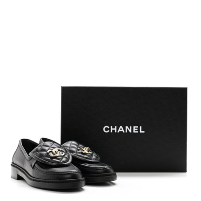 Chanel Lambskin Quilted CC Turnlock Loafers 36 Black 9 of 9