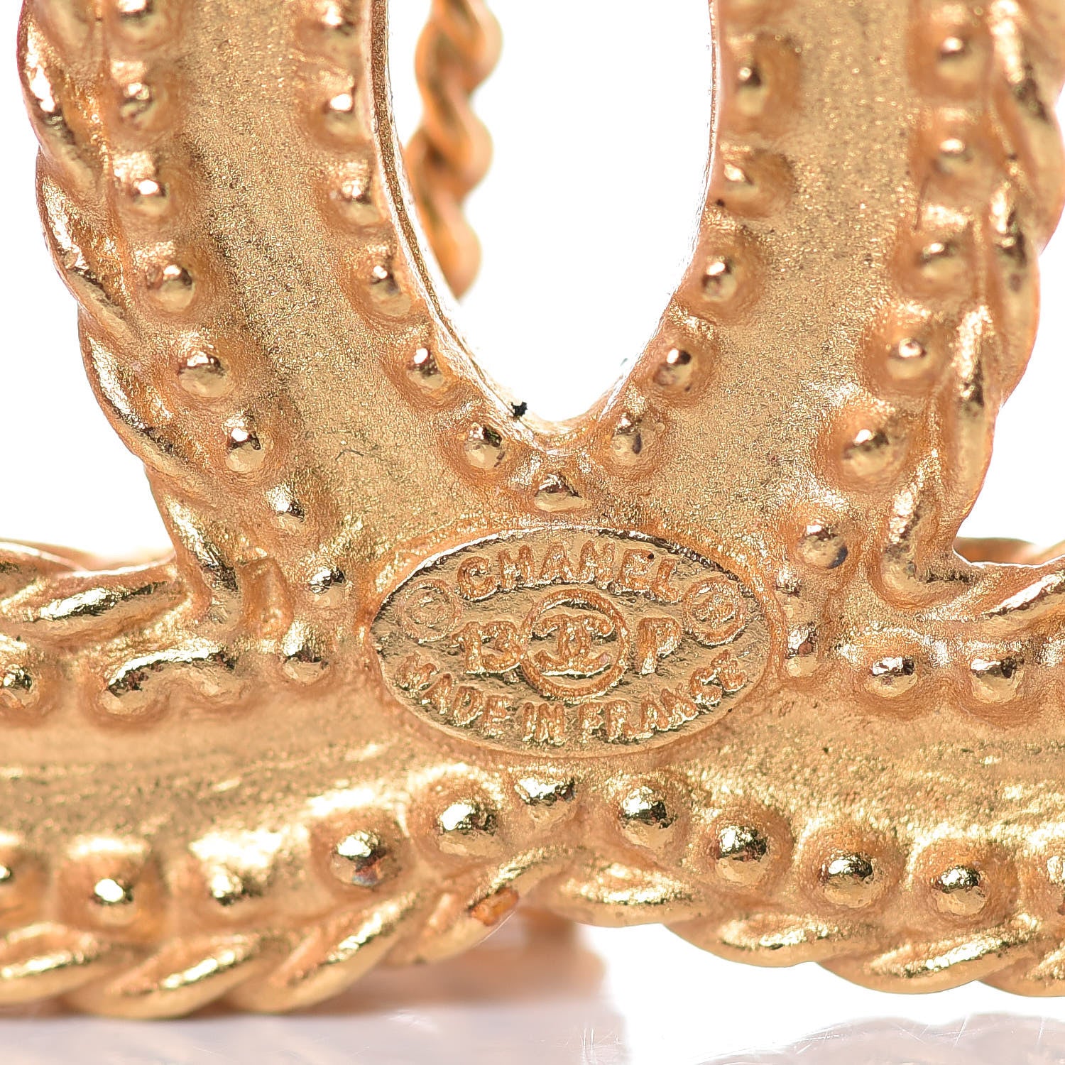 Chanel CC Drop Earrings Matte Gold 3 of 5