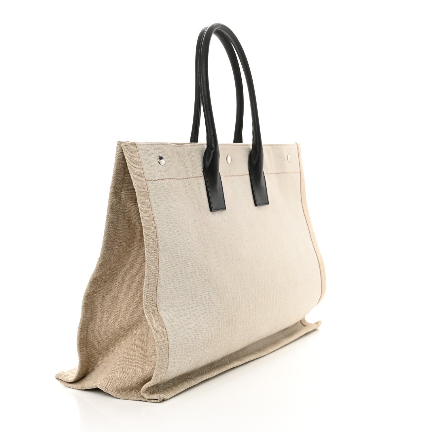 Saint Laurent Linen Calfskin Rive Gauche Tote Optic White 3 of 13
