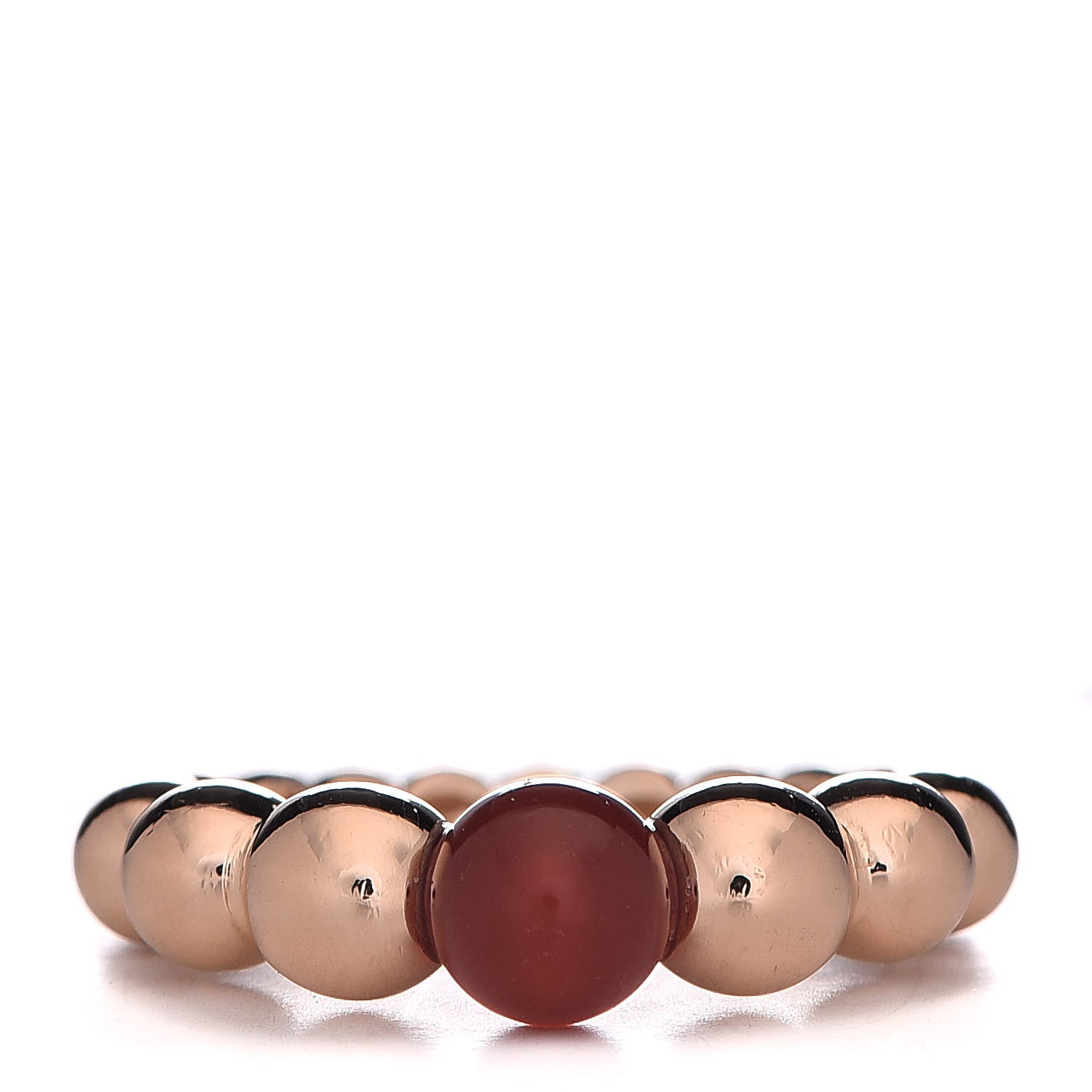 Van Cleef & Arpels 18K Rose Gold Carnelian Perlee Couleurs Variation Ring 50 5.25 1 of 6