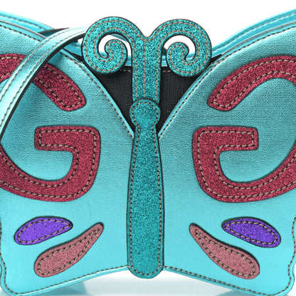 Gucci Metallic Calfskin Childrens Butterfly Bag Blue 9 of 11