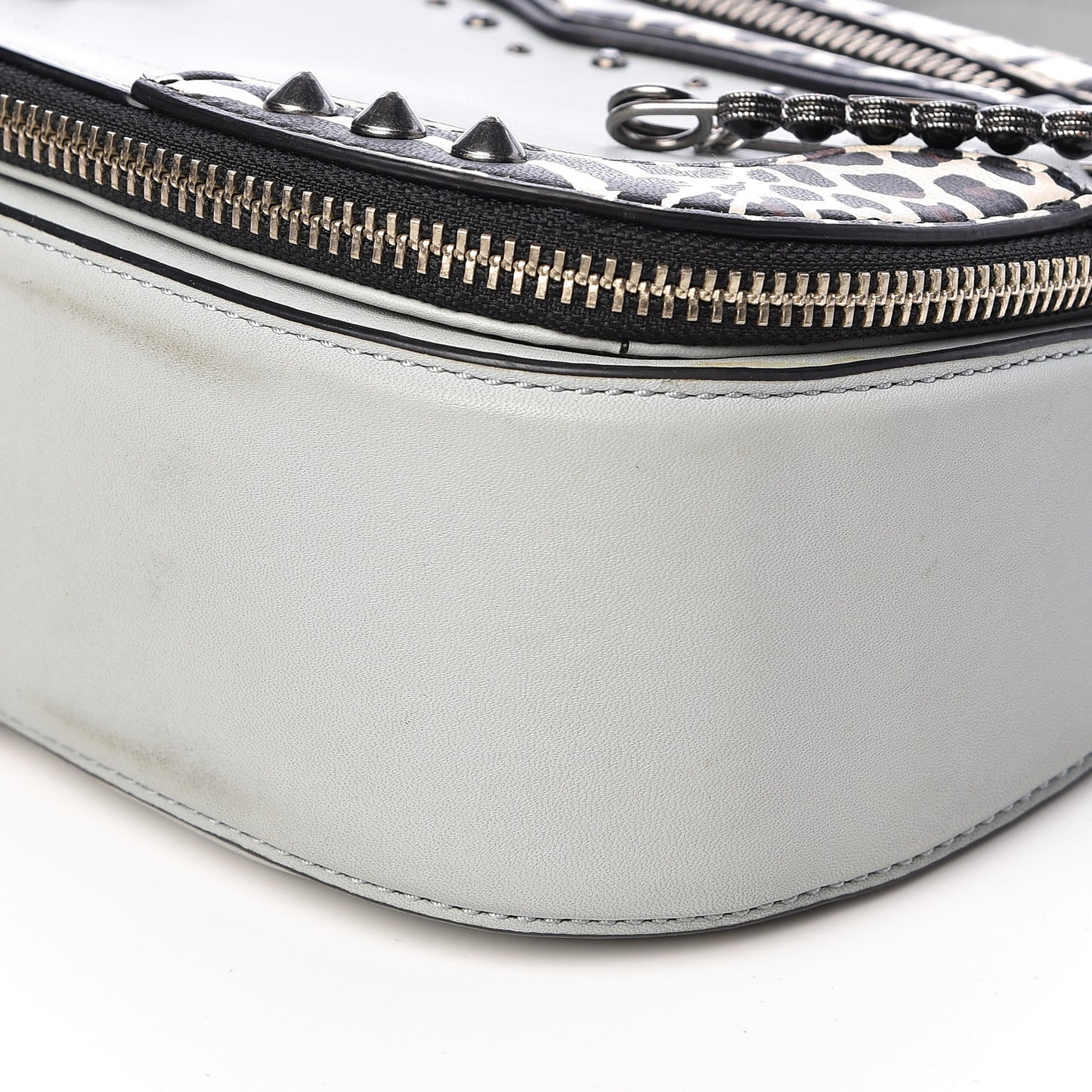 Calfskin Embellished Animal Mashup Saddle Bag Frost Multi