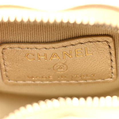 Chanel Metallic Lambskin Quilted CC In Love Heart Zipped Arm Coin Purse Gold 6 of 8