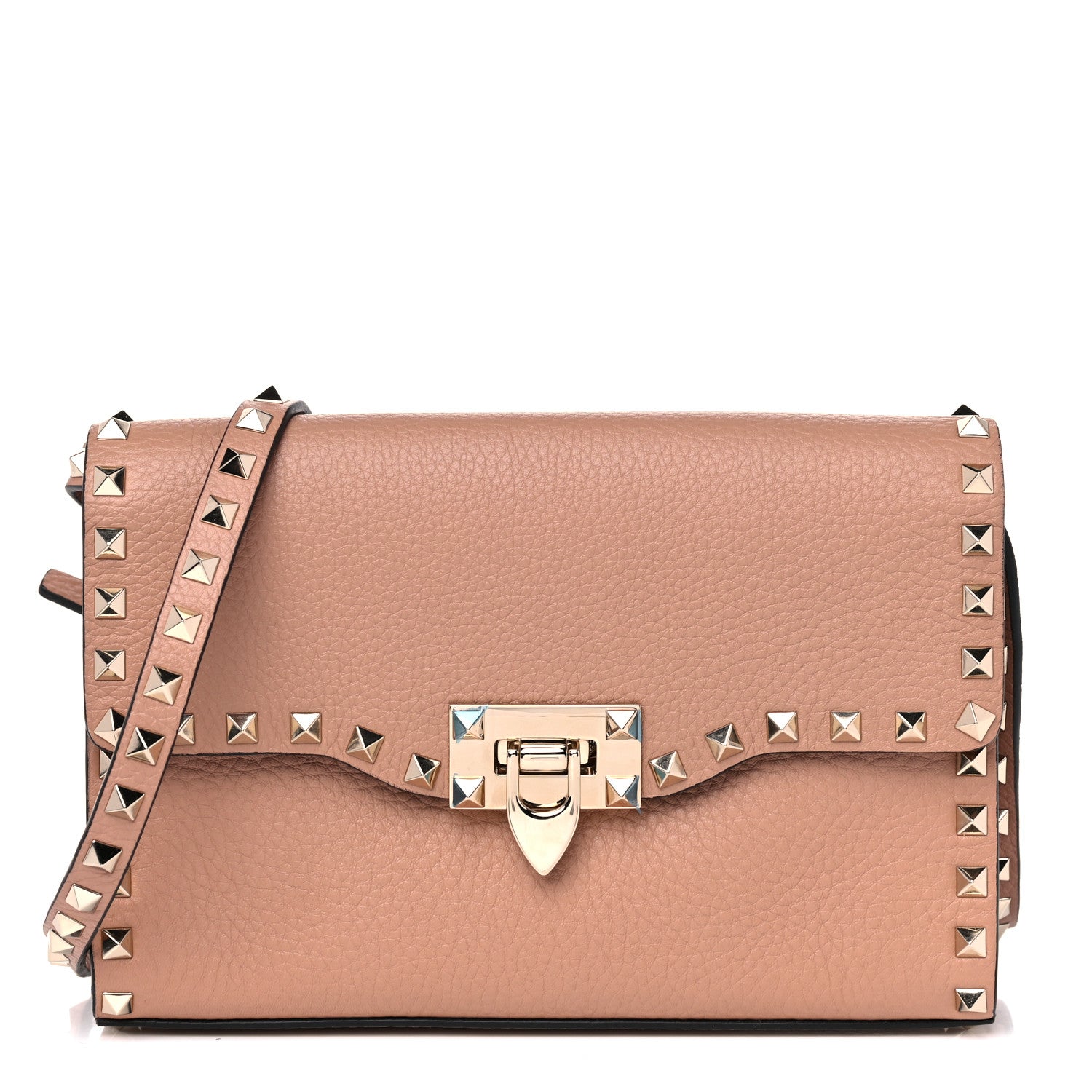 Valentino Garavani Pebbled Calfskin Medium Rockstud Flip Lock Crossbody Bag Skin Sorbet 1 of 12