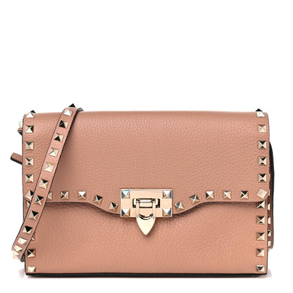 Valentino Garavani Pebbled Calfskin Medium Rockstud Flip Lock Crossbody Bag Skin Sorbet 1 of 12