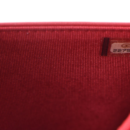 Chanel Caviar Quilted Diamond CC Wallet On Chain WOC Red 11 of 12