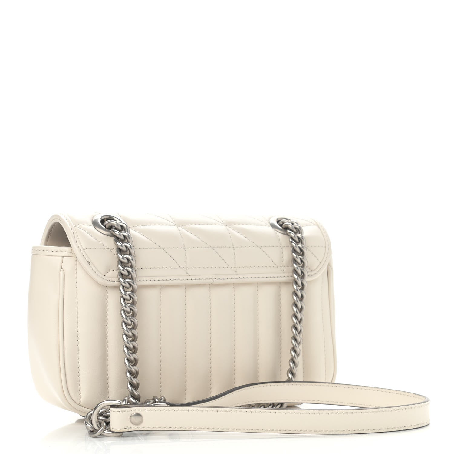 Gucci Calfskin Matelasse Aria Mini GG Marmont Shoulder Bag Mystic White 3 of 12