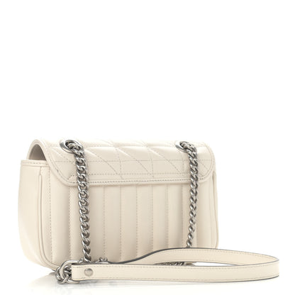Gucci Calfskin Matelasse Aria Mini GG Marmont Shoulder Bag Mystic White 3 of 12