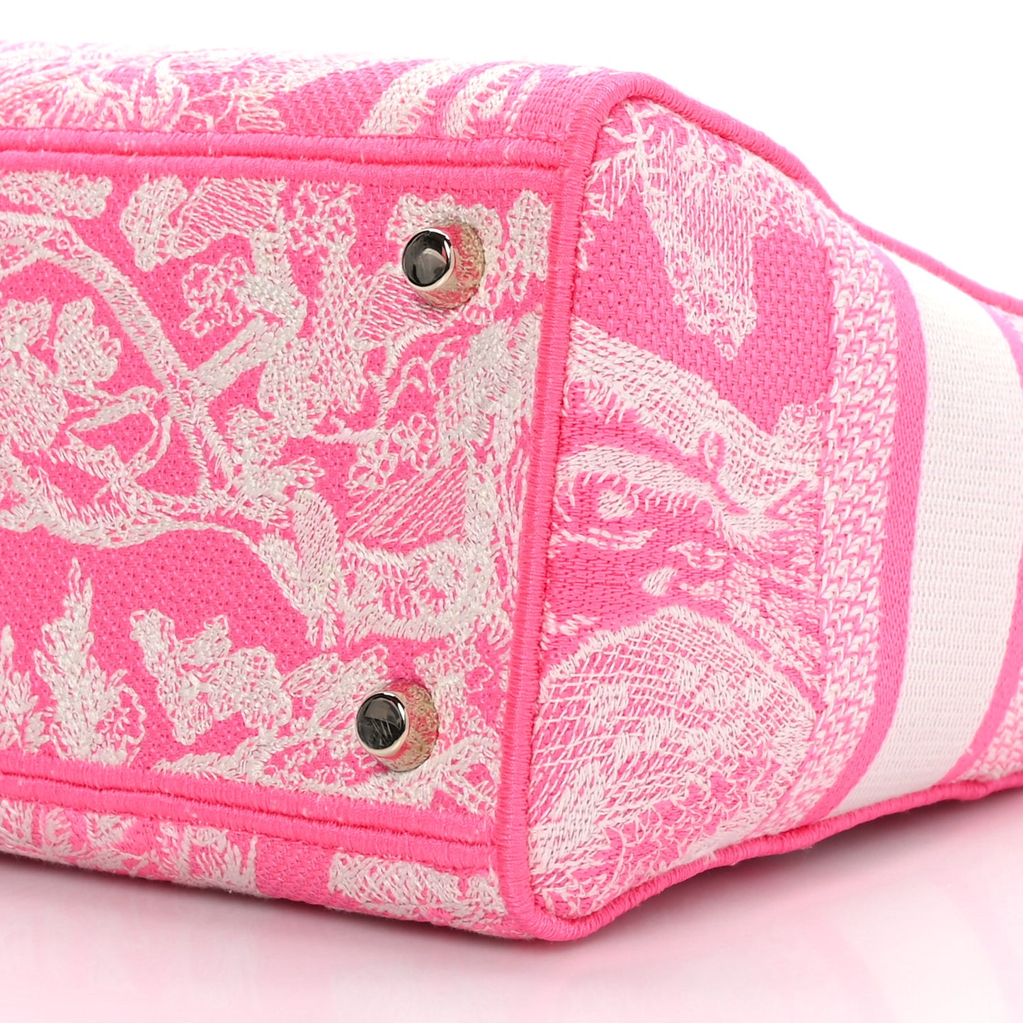 Canvas Toile De Jouy Reverse Embroidered Medium Lady D-Lite Fluorescent Pink
