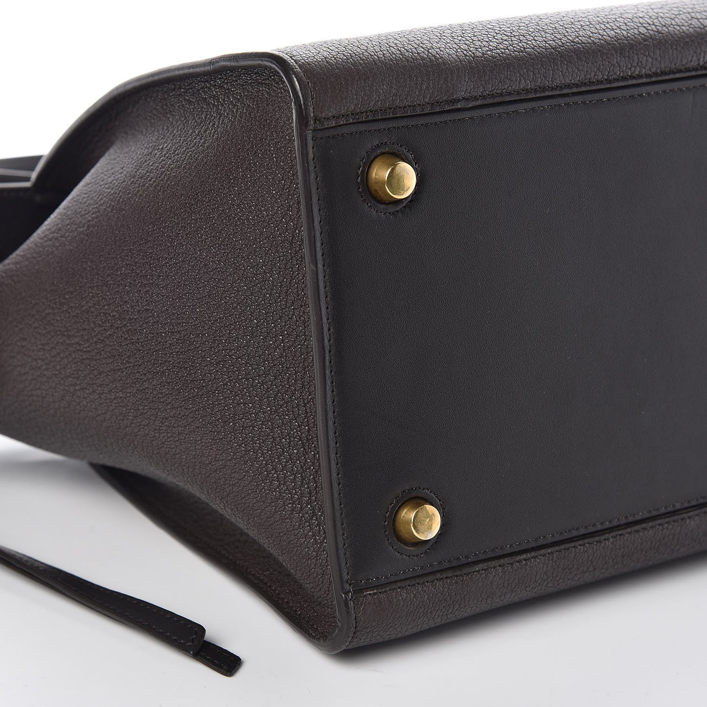 Goatskin Smooth Calfskin Small Ring Bag Dark Taupe