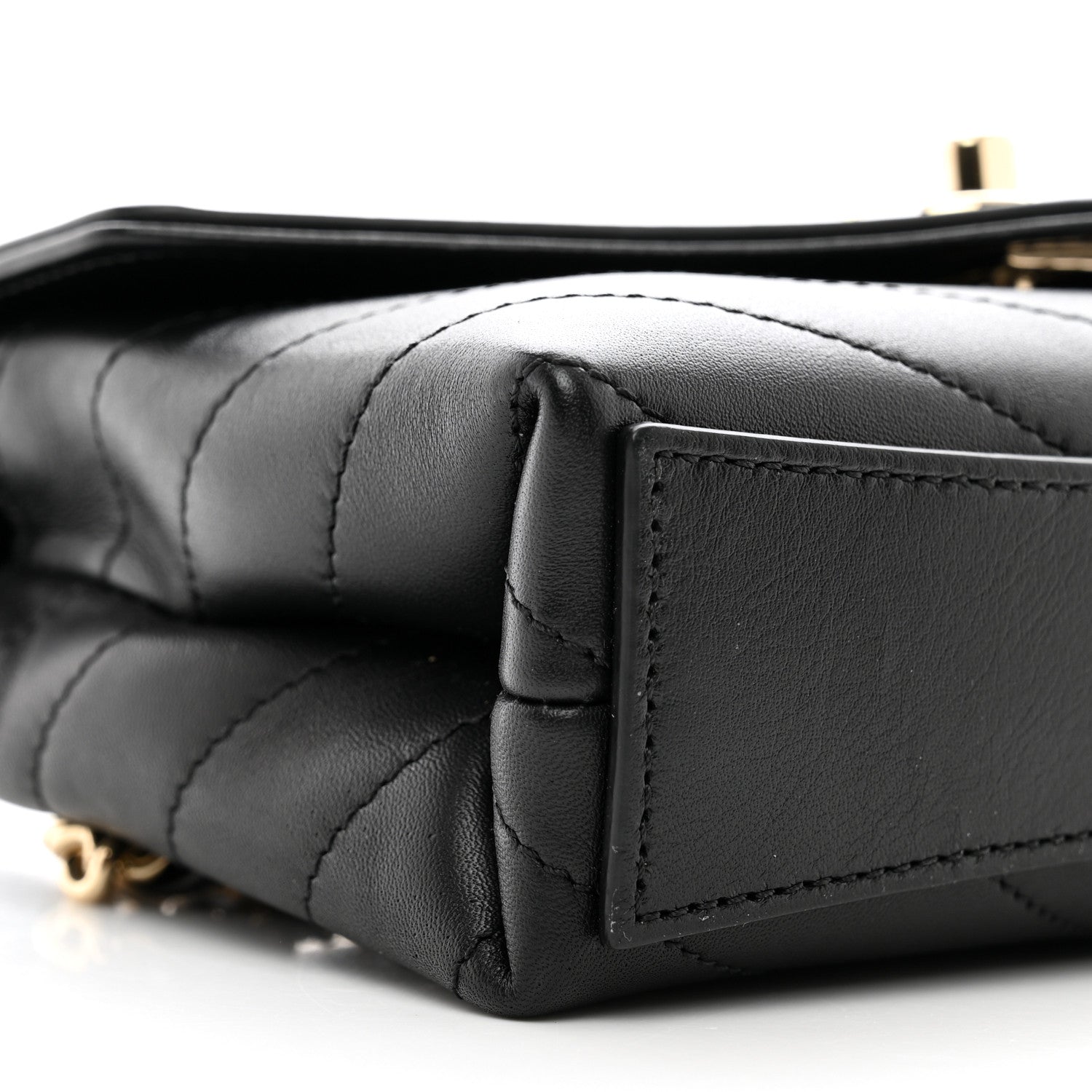 Chanel Calfskin Chevron Stitched Coco Waist Bag Black 8 of 9