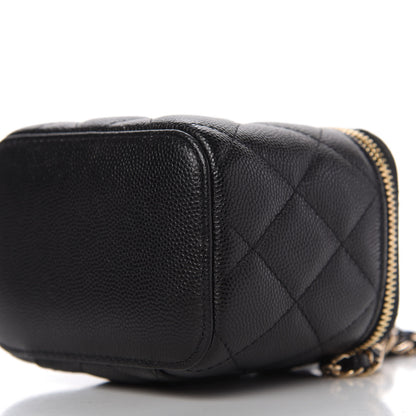 Chanel Caviar Quilted Mini Pearl On Top Vanity Case With Chain Black 7 of 10