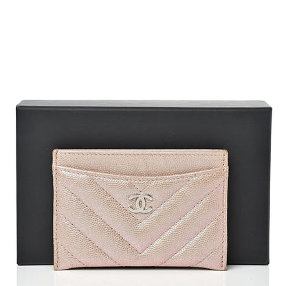Chanel Metallic Caviar Chevron Quilted Card Holder Light Gold 12 of 12