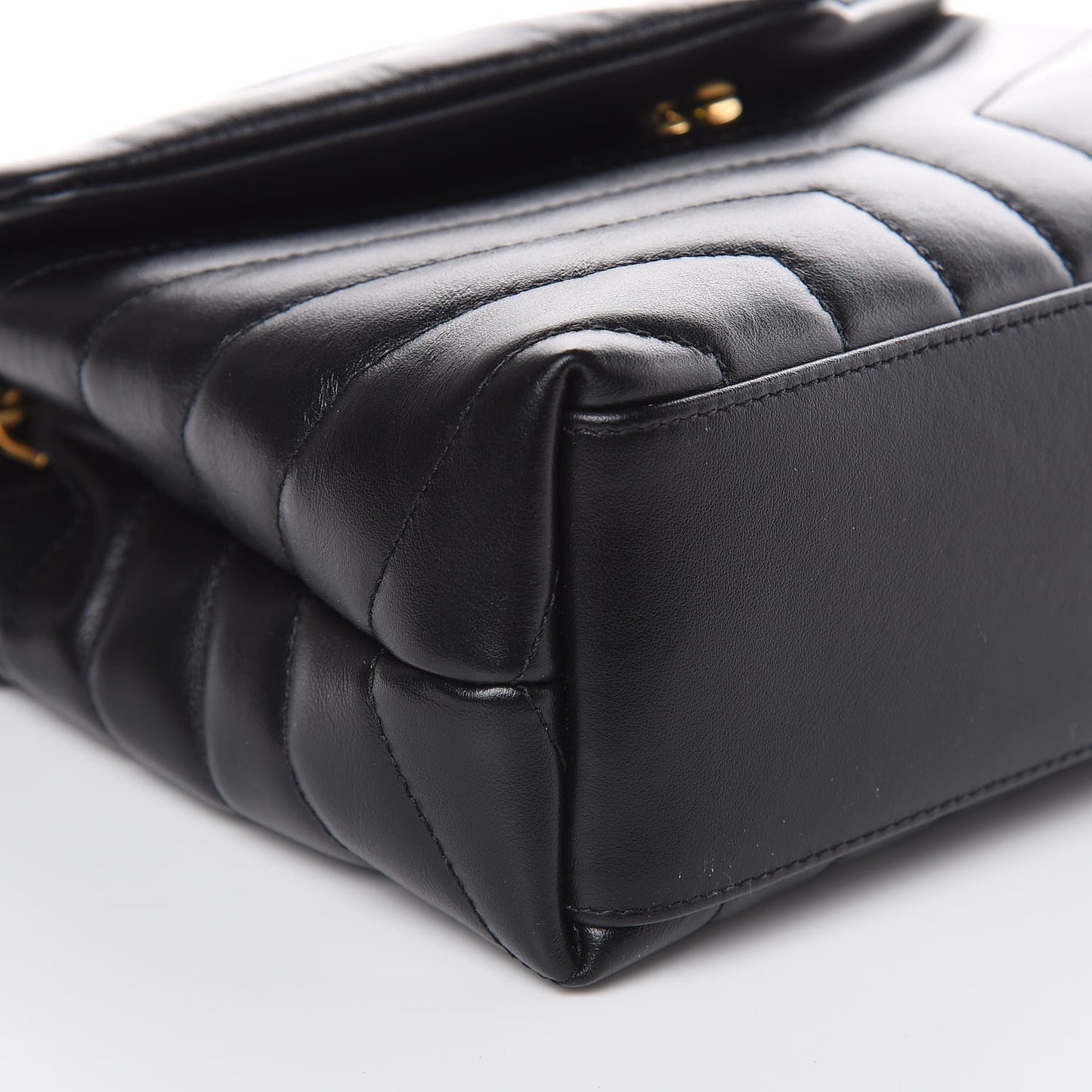 Calfskin Y Quilted Monogram Small Loulou Chain Satchel Black
