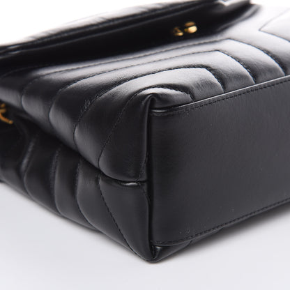 Saint Laurent Calfskin Y Quilted Monogram Small Loulou Chain Satchel Black 8 of 10