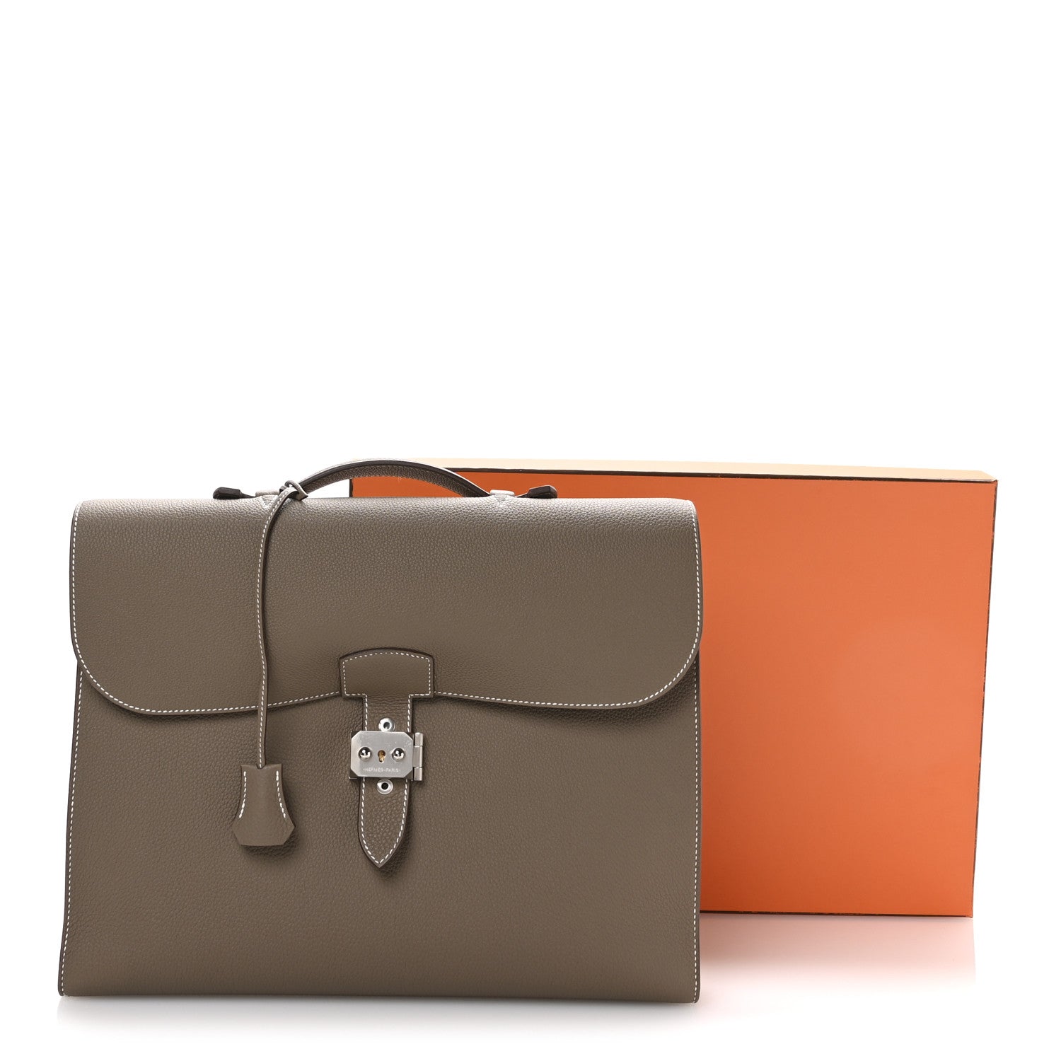 Hermes Togo Sac A Depeche Light 1-37 Briefcase Etoupe 1762545