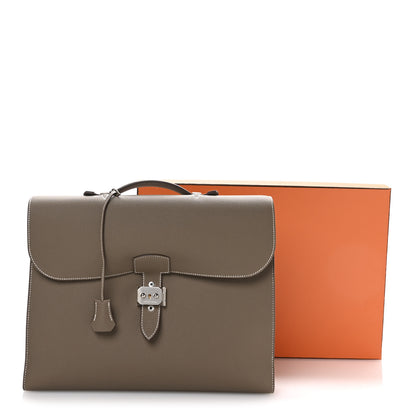Hermes Togo Sac A Depeche Light 1-37 Briefcase Etoupe 11 of 11