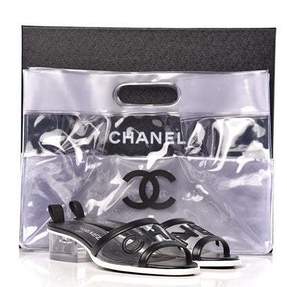 Chanel PVC Lambskin Logo Mules 36.5 Black 9 of 9