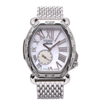 Fendi Stainless Steel Diamond Mother of Pearl 34mm Selleria Tonneau Quartz Watch 1 of 9