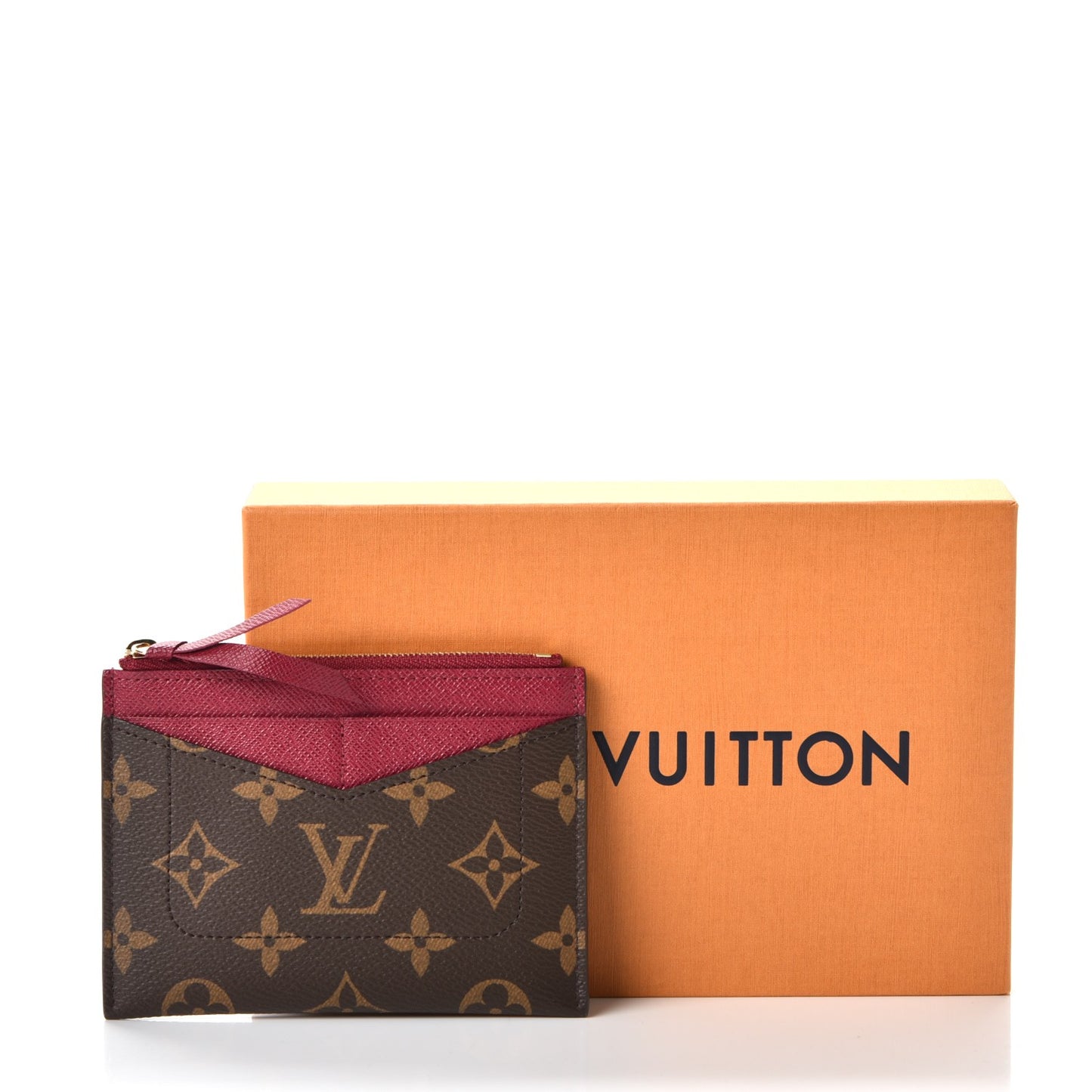 Monogram Zipped Card Holder Fuchsia