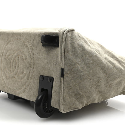 Chanel Washed Toile Calfskin Quilted Trolley Beige Black 10 of 13