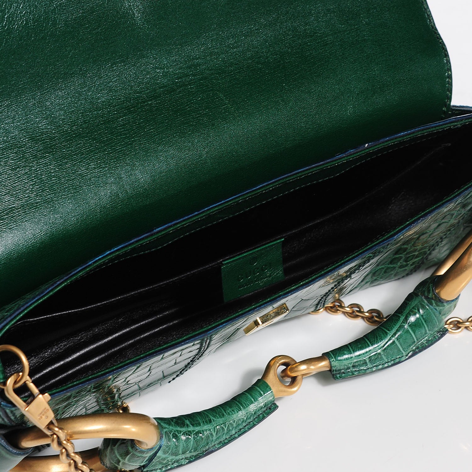 Gucci Alligator Horsebit Clutch Green 5 of 7