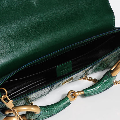 Gucci Alligator Horsebit Clutch Green 5 of 7