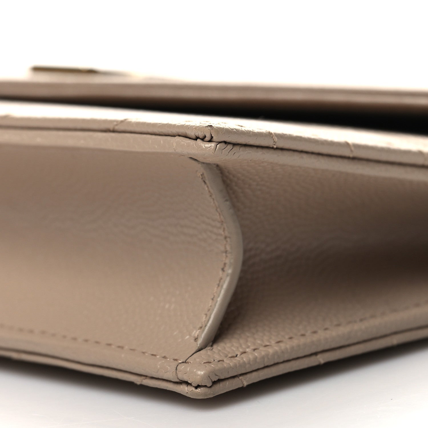 Saint Laurent Grain De Poudre Matelasse Chevron Monogram Envelope Chain Wallet Dark Beige 12 of 12