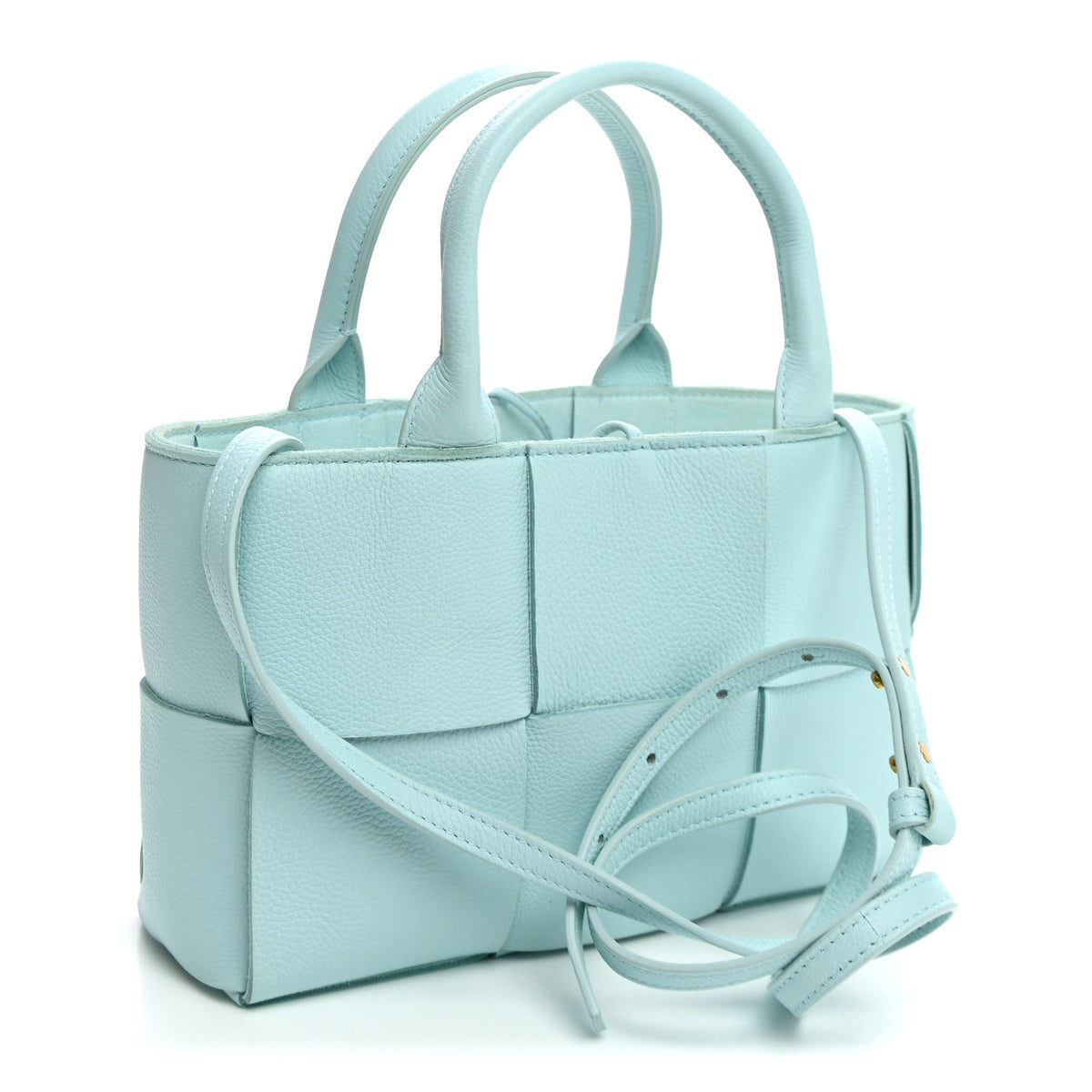 Bottega Veneta Grained Calfskin Maxi Intrecciato Mini Arco Tote Pale Blue 4 of 10
