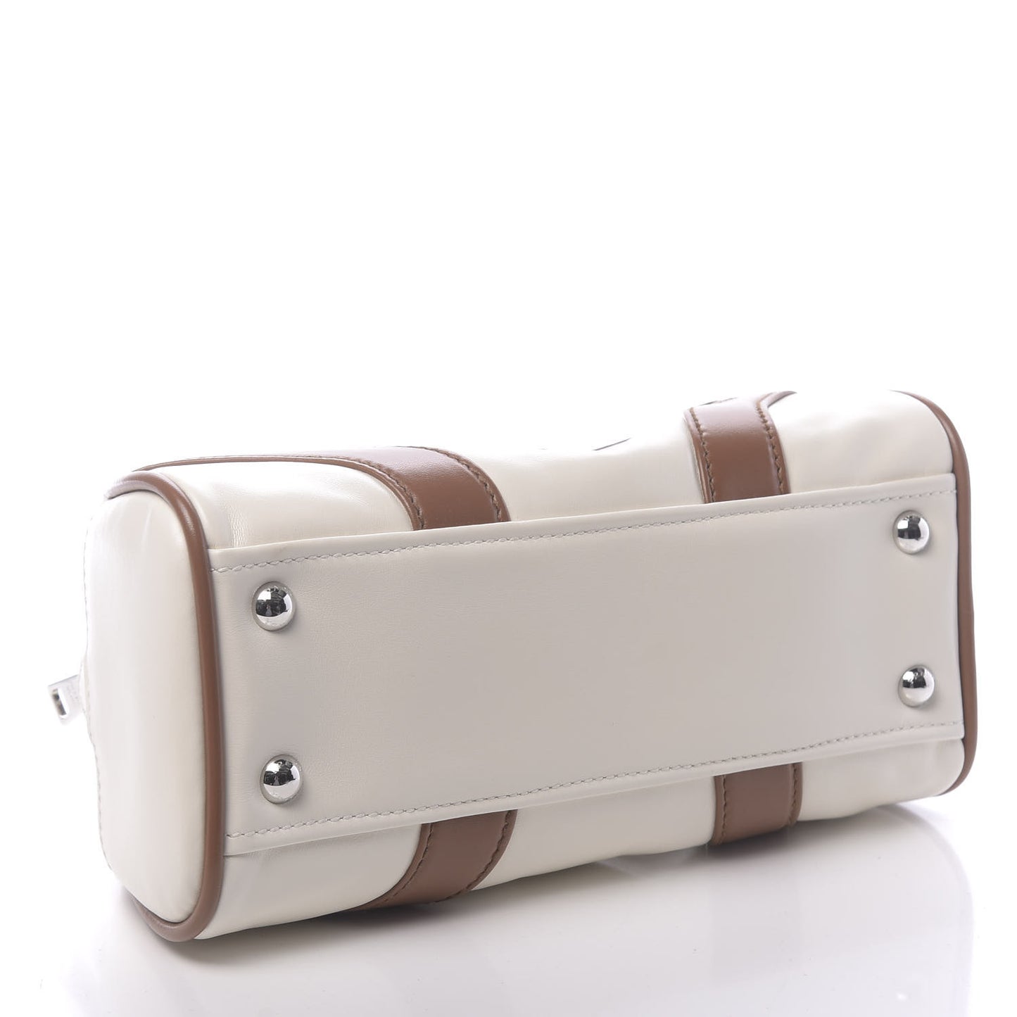 Soft Calfskin Bowling Bag Bianco Cognac