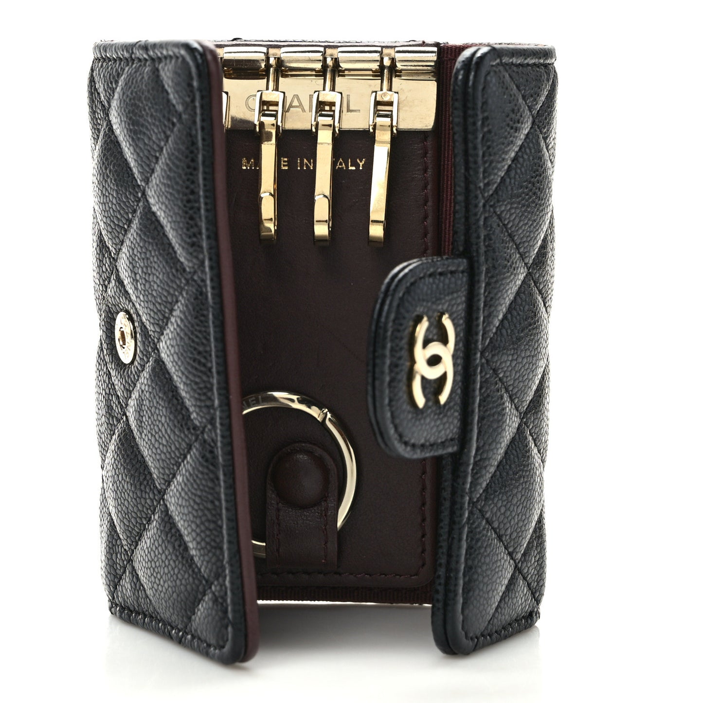 Caviar Quilted Classic 4 Key Holder Wallet Black