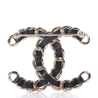 Chanel Lambskin Chain CC Brooch Black Gold 3 of 4