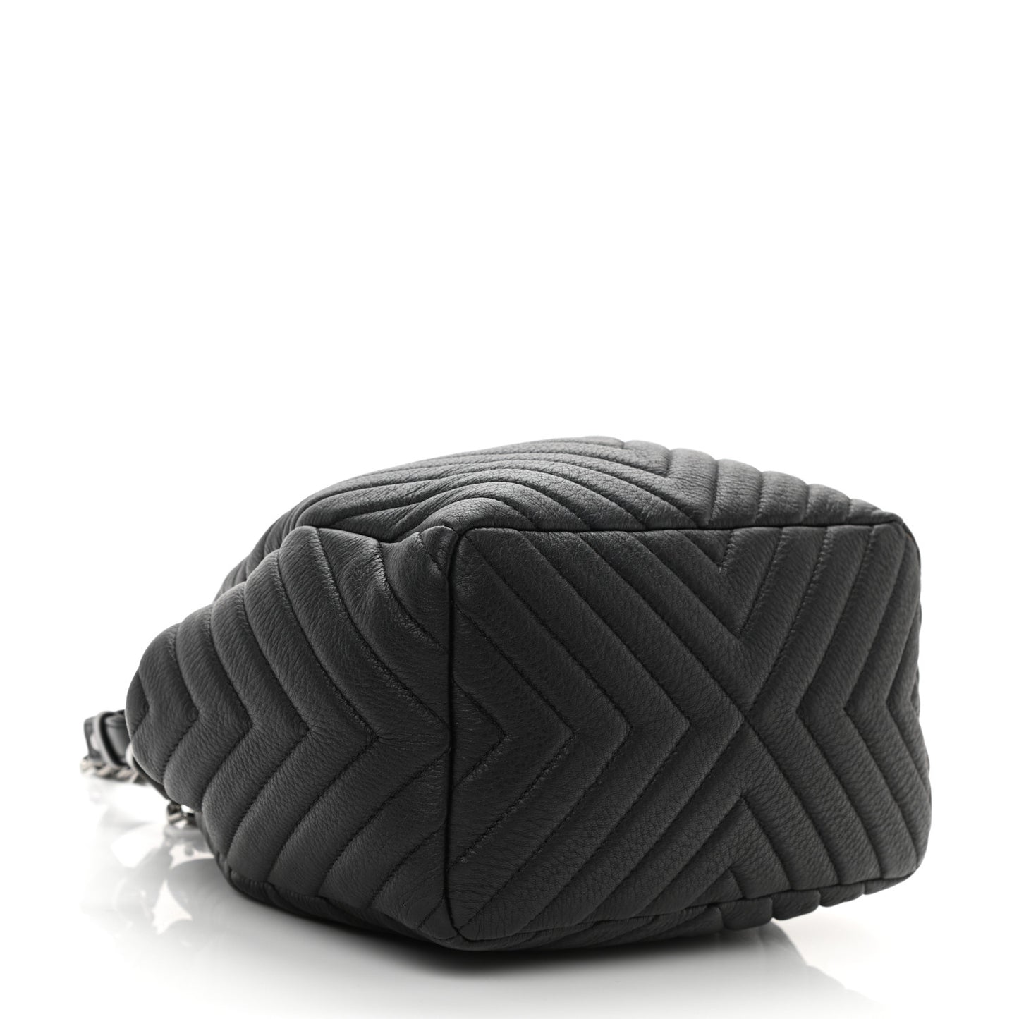Deerskin Chevron Small CC Chain Bucket Drawstring Bag Black