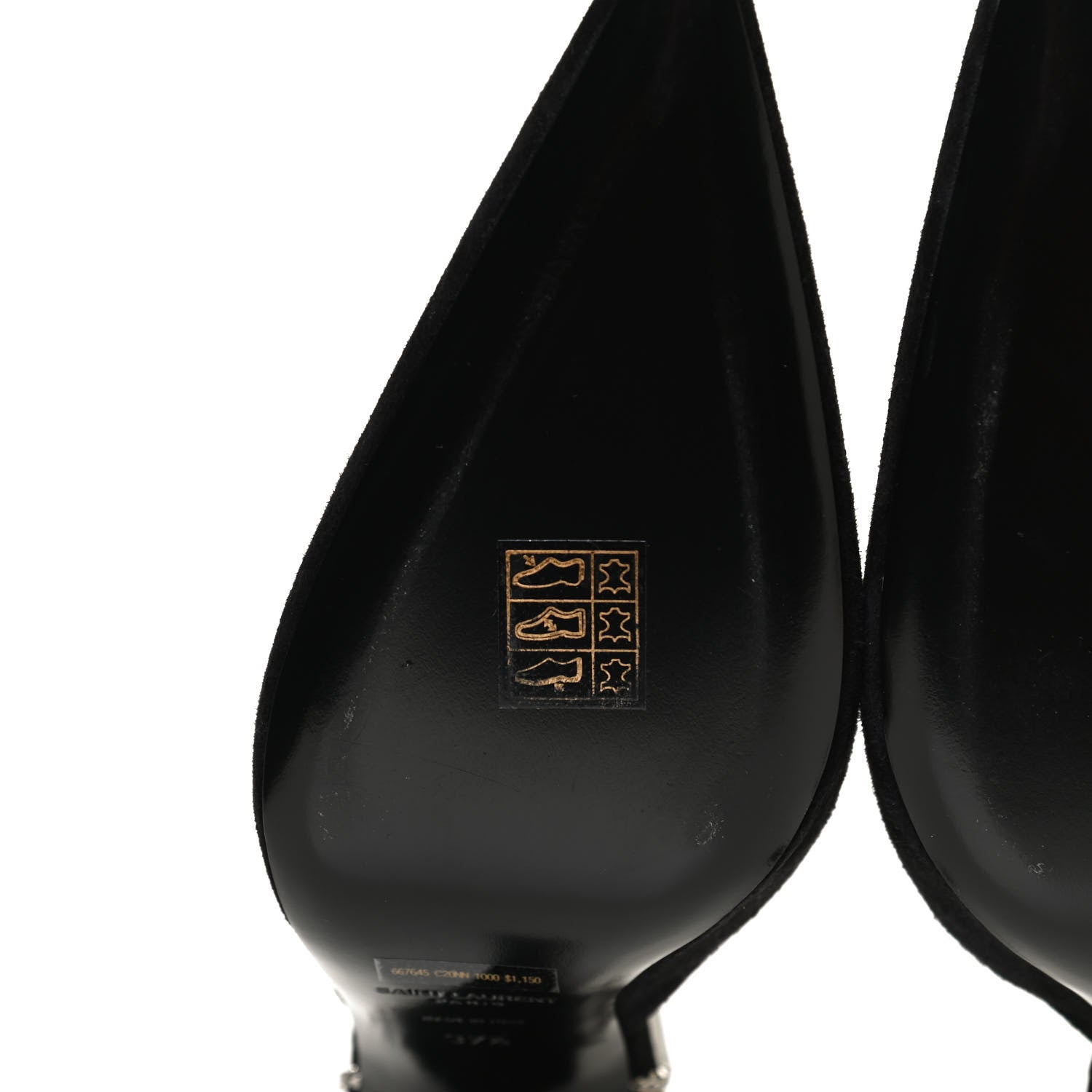 Saint Laurent Suede Chain Trim Pumps 37.5 Black 8 of 12