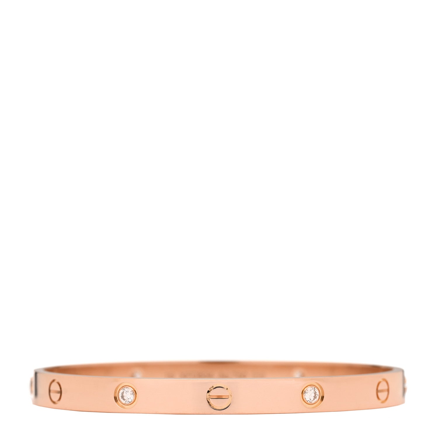 Cartier 18K Pink Gold 4 Diamond LOVE Bracelet 19 1 of 11
