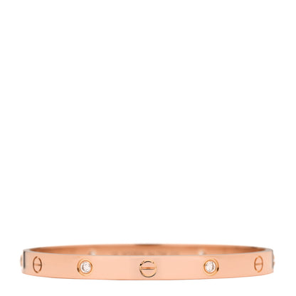 Cartier 18K Pink Gold 4 Diamond LOVE Bracelet 19 1 of 11