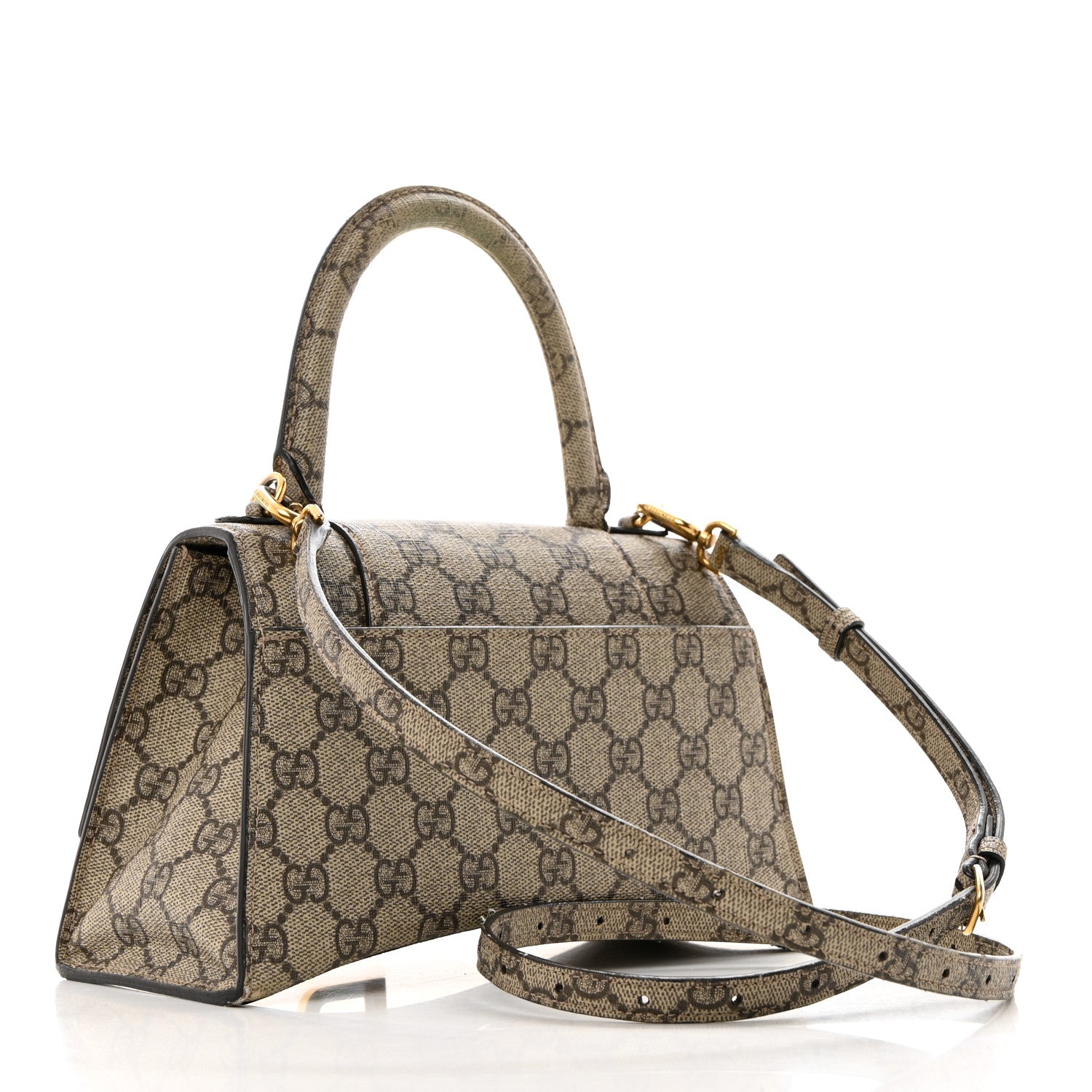 Balenciaga X GUCCI GG Supreme Monogram Small Hourglass Top Handle Bag Beige Ebony 2 of 11